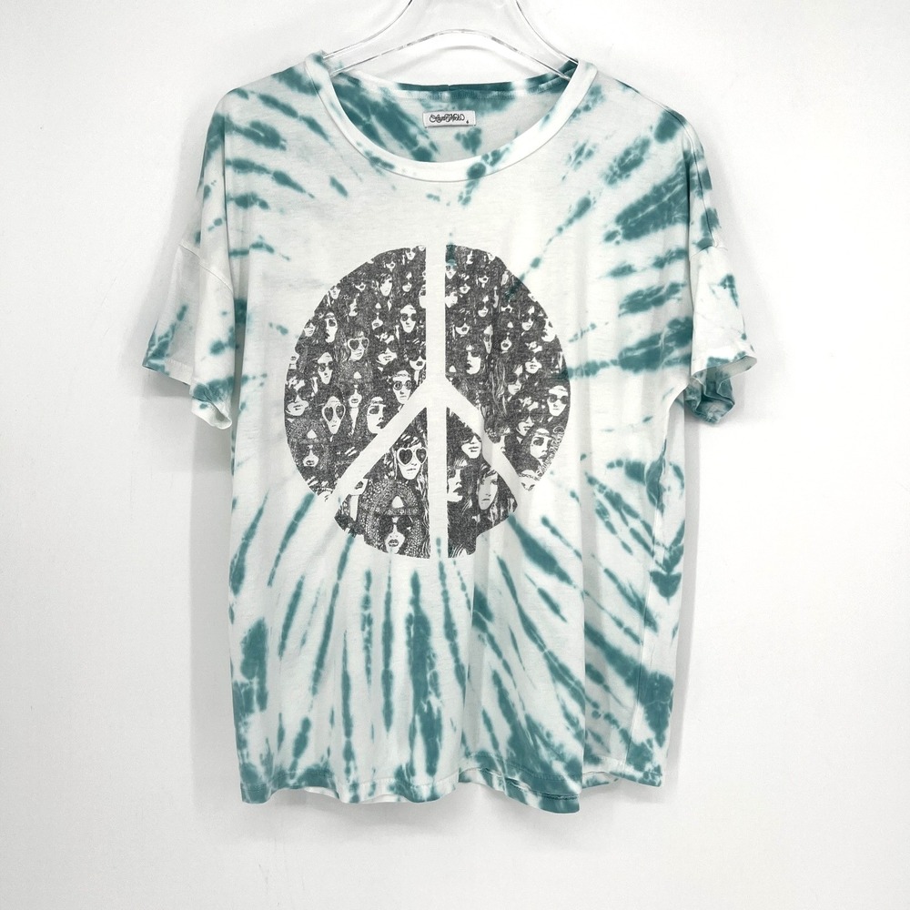Lauren Moshi Peace Hippie Top Womens S Tie Dye Boho Oversized Boxy